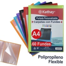 Carpeta Con Fundas  Personalizable PP Translúcido A4 60 Fundas Colores Surtidos Kathay Kathay