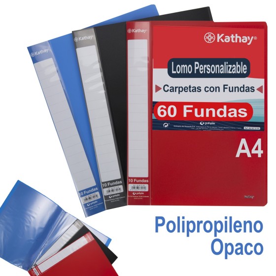 Carpeta Con Fundas  PP Opaco A4 60 Fundas Colores Surtidos Kathay Kathay