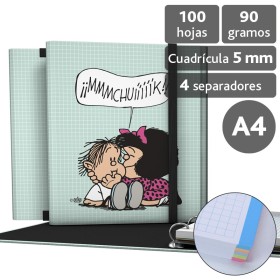 Carpeta De Anillas Con Recambio  Papel Plastificado Brillo A4 4X25mm Fsc Mafalda  Muak Grafoplás