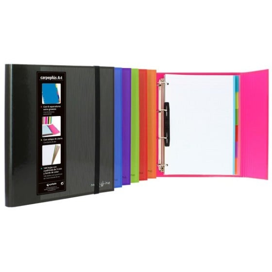 Carpeta De Anillas Con Recambio  Papel Plastificado Brillo A4 4X25mm Colores Surtidos Fsc Multiline Grafoplás
