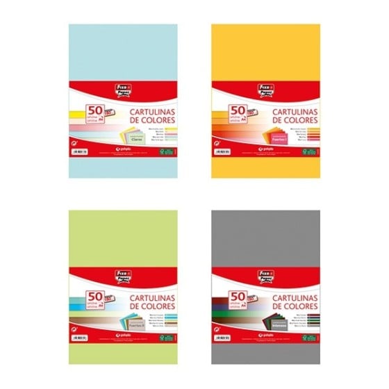 Paquete 50 Cartulinas A4 180G Surtidos Intensos