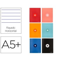 Libreta liderpapel antartik a5+ plus cosida 48 hojas 90g/m2 rayado horizontal con margen 6 colores surtidos