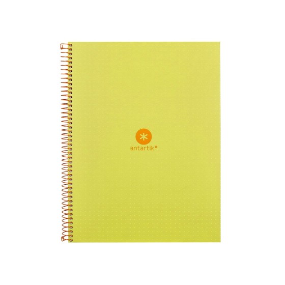 Cuaderno espiral liderpapel a4 micro antartik tapa forrada80h 90 gr rayado puntos 1 banda 4 taladros amarillo