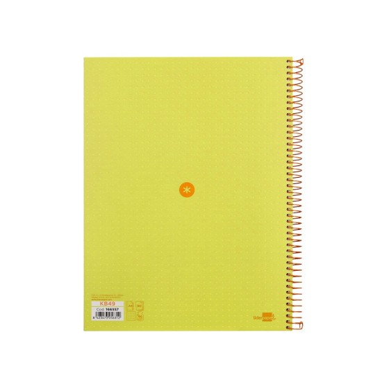 Cuaderno espiral liderpapel a4 micro antartik tapa forrada80h 90 gr rayado puntos 1 banda 4 taladros amarillo