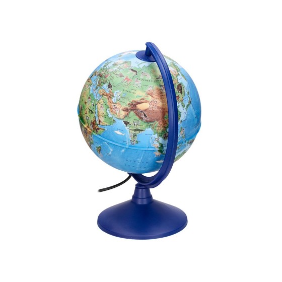 Globo terraqueo liderpapel con luz fisico y politico con animales diametro 20 cm