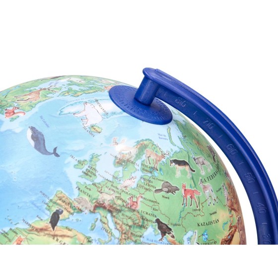 Globo terraqueo liderpapel con luz fisico y politico con animales diametro 20 cm