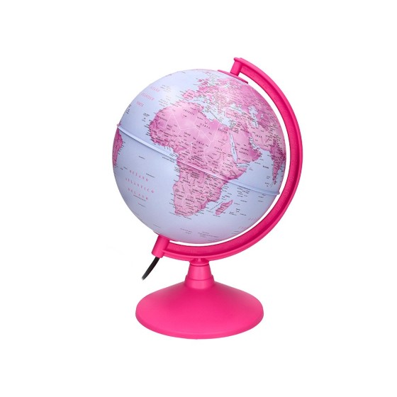 Globo terraqueo liderpapel con luz fisico y politico diametro 20 cm color rosa