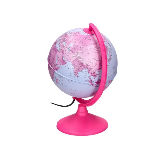 Globo terraqueo liderpapel con luz fisico y politico diametro 20 cm color rosa