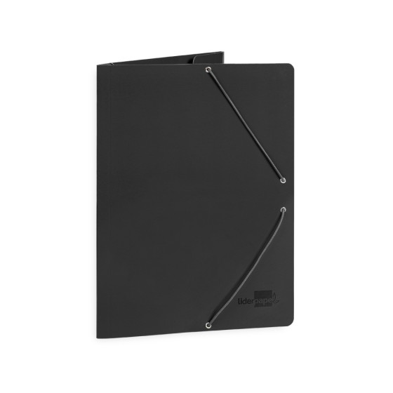 Carpeta liderpapel gomas folio 3 solapas carton plastificado color negro