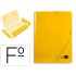 Carpeta liderpapel gomas folio 3 solapas carton plastificado color amarillo