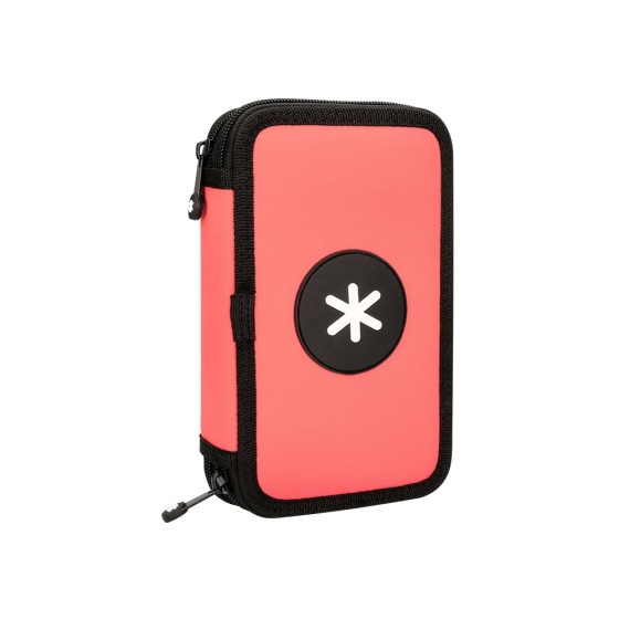 Plumier escolar antartik doble color coral 28 piezas