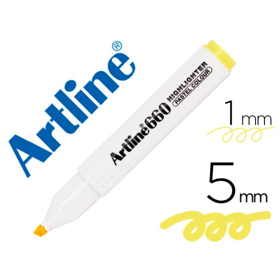 Rotulador artline fluorescente ek-660 amarillo pastel punta biselada