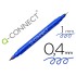 Rotulador q-connect marcador permanente doble punta color azul 0,4 mm y 1 mm
