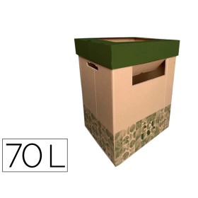 Contenedor papelera reciclaje liderpapel ecouse carton 100% reciclado y reciclable 70 litros 450x350x650 mm