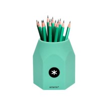 Cubilete portalapices antartik silicona hexagonal colores surtidos pastel celeste coral lavanda y menta