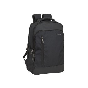 Mochila para portatil antartik 15,6\" con asa y 3 bolsillos exteriores adaptable a maleta color negro 290x440x150 mm