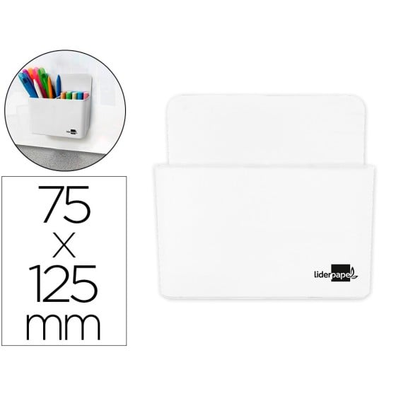Cubilete portalapices liderpapel plastico magnetico blanco 125x75x40 mm