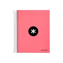 Cuaderno espiral liderpapel a5 micro antartik tapa forrada120h 100 gr liso 5 bandas 6 taladros color coral