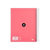 Cuaderno espiral liderpapel a5 micro antartik tapa forrada120h 100 gr liso 5 bandas 6 taladros color coral