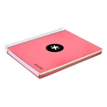 Cuaderno espiral liderpapel a5 micro antartik tapa forrada120h 100 gr liso 5 bandas 6 taladros color coral