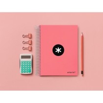 Cuaderno espiral liderpapel a5 micro antartik tapa forrada120h 100 gr liso 5 bandas 6 taladros color coral