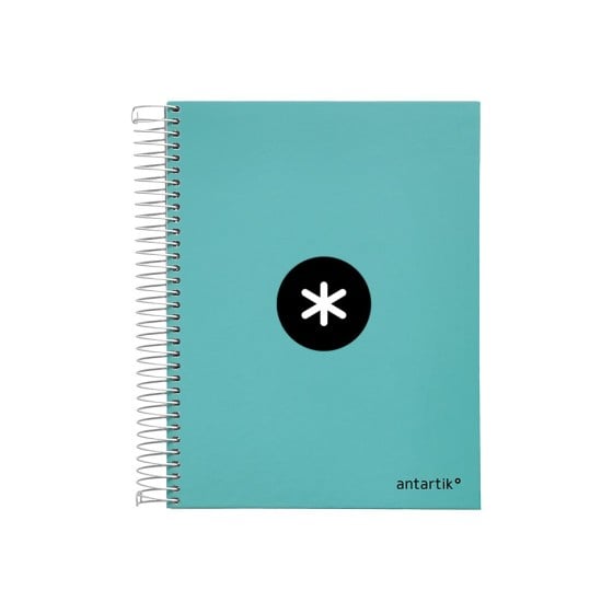 Cuaderno espiral liderpapel a5 micro antartik tapa forrada120h 100 gr horizontal 5 banda6 taladros color menta