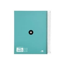 Cuaderno espiral liderpapel a5 micro antartik tapa forrada120h 100 gr horizontal 5 banda6 taladros color menta