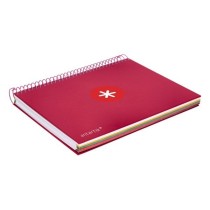 Cuaderno espiral liderpapel a5 micro antartik tapa forrada120h 100 gr cuadro 5mm 5 banda6 taladros color frambuesa