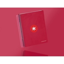 Cuaderno espiral liderpapel a5 micro antartik tapa forrada120h 100 gr cuadro 5mm 5 banda6 taladros color frambuesa