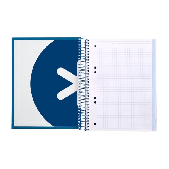 Cuaderno espiral liderpapel a5 micro antartik tapa forrada120h 100 gr cuadro 5mm 5 banda6 taladros color azul oscuro