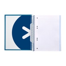 Cuaderno espiral liderpapel a5 micro antartik tapa forrada120h 100 gr cuadro 5mm 5 banda6 taladros color azul oscuro