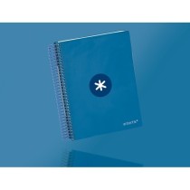 Cuaderno espiral liderpapel a5 micro antartik tapa forrada120h 100 gr cuadro 5mm 5 banda6 taladros color azul oscuro