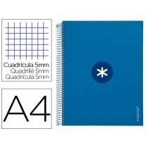 Cuaderno espiral liderpapel a4 micro antartik tapa forrada120h 100 gr cuadro 5mm 5 banda4 taladros color azul marino