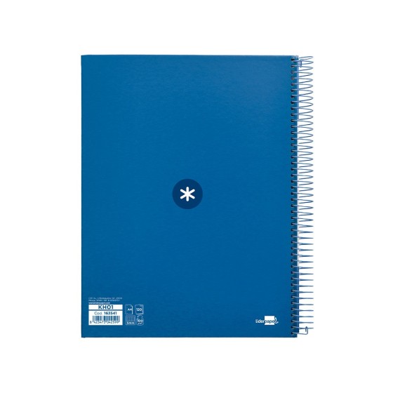 Cuaderno espiral liderpapel a4 micro antartik tapa forrada120h 100 gr cuadro 5mm 5 banda4 taladros color azul marino