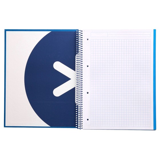 Cuaderno espiral liderpapel a4 micro antartik tapa forrada120h 100 gr cuadro 5mm 5 banda4 taladros color azul marino