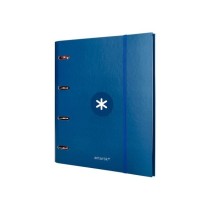 Carpeta con recambio liderpapel antartik a4 cuadro 5 mm forrada 4 anillas 40mm redondas color azul marino