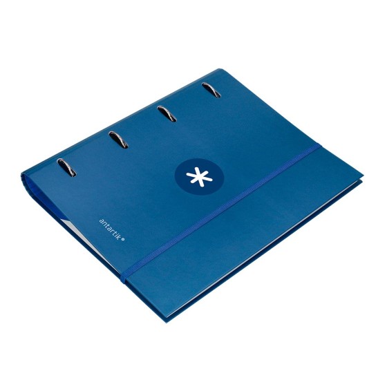 Carpeta con recambio liderpapel antartik a4 cuadro 5 mm forrada 4 anillas 40mm redondas color azul marino