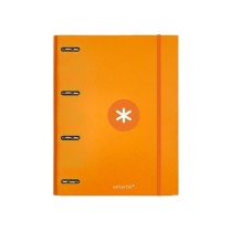 Carpeta con recambio liderpapel antartik a4 cuadro 5mm forrada 4 anillas 25mm redondas color mostaza