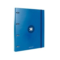Carpeta con recambio liderpapel antartik a4 cuadro 5mm forrada 4 anillas 25mm redondas color azul