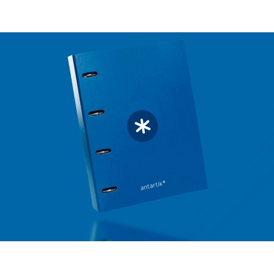 Carpeta con recambio liderpapel antartik a4 cuadro 5mm forrada 4 anillas 25mm redondas color azul