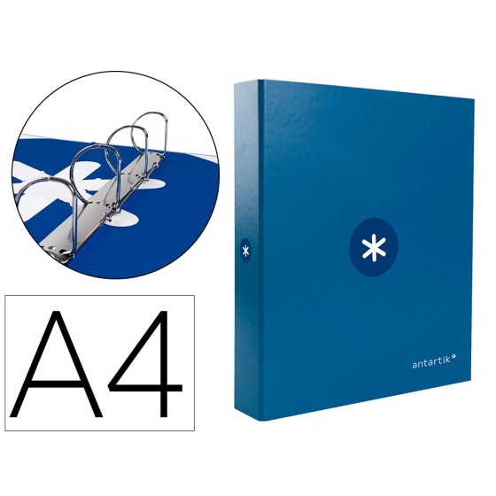 Carpeta 4 anillas 40 mm mixtas liderpapel antartik a4 forrada color azul marino