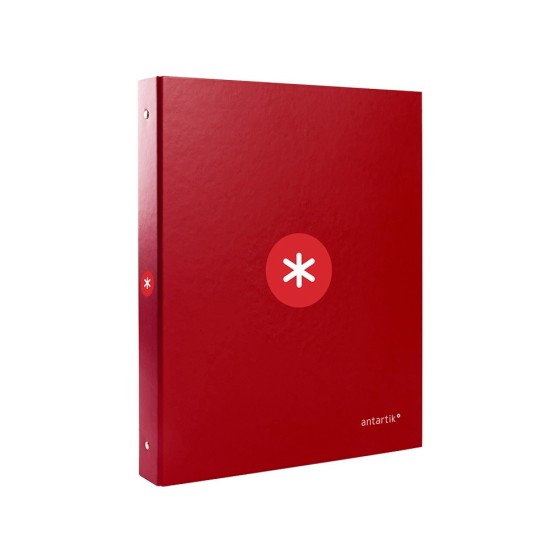 Carpeta liderpapel antartik a4 forrada 4 anillas 25 mm redondas color frambuesa
