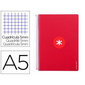 Cuaderno espiral liderpapel a5 antartik tapa dura 80h 100 gr cuadro 5mm con margen color frambuesa