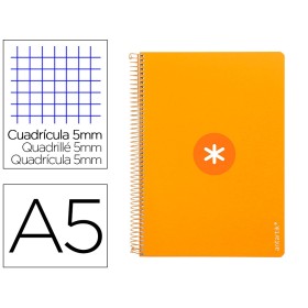Cuaderno espiral liderpapel a5 antartik tapa dura 80h 100 gr cuadro 5mm con margen color mostaza