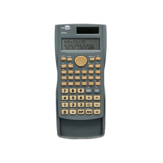 Calculadora liderpapel cientifica xf34 12 digitos 240 funciones con tapa solar y pilas color gris 156x85x20