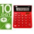 Calculadora liderpapel sobremesa xf22 10 digitos solar y pilas color rojo 127x105x24 mm