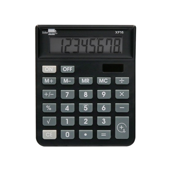 Calculadora liderpapel sobremesa xf16 8 digitos solar y pilas color negro 127x105x24 mm