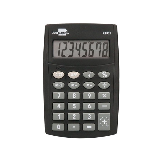 Calculadora liderpapel bolsillo xf01 8 digitos pilas color negro 99x64x9 mm