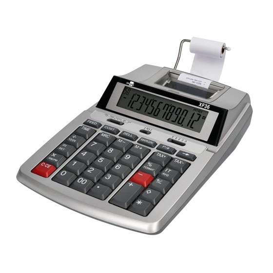 Calculadora liderpapel impresora pantalla papel 57 mm 12 digitos impresion bicolor blanca 235x155x62 mm