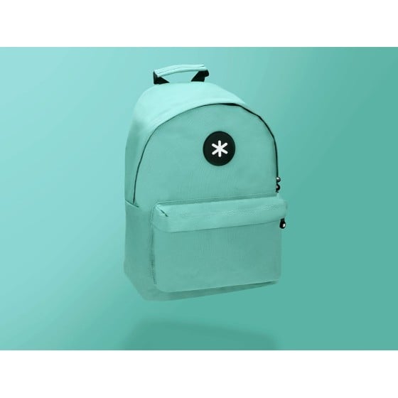 Cartera antartik mochila con asa y bolsillos con cremallera color verde menta 310x160x410 mm